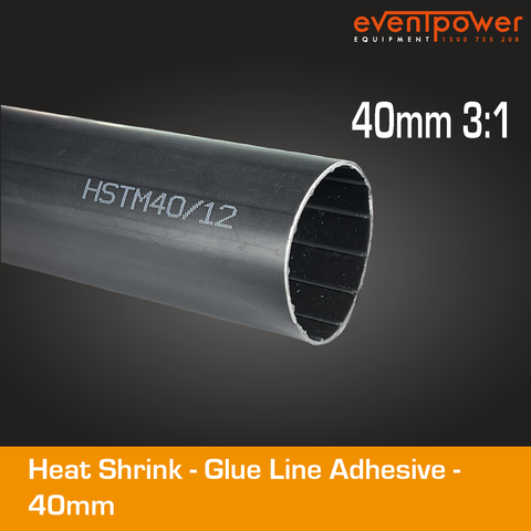 Glued line Adhesive Heatshrink - 40mm 3:1 Black 1m