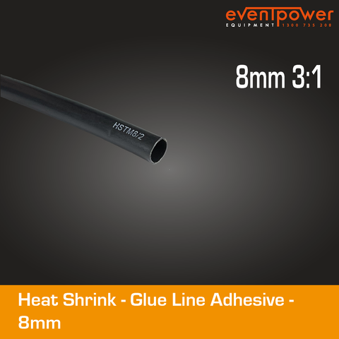 Glued line Adhesive Heatshrink - 8mm 3:1 Black 1m
