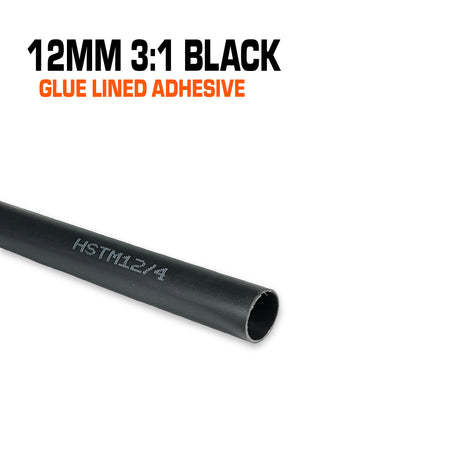 12mm black glue-lined heat shrink.