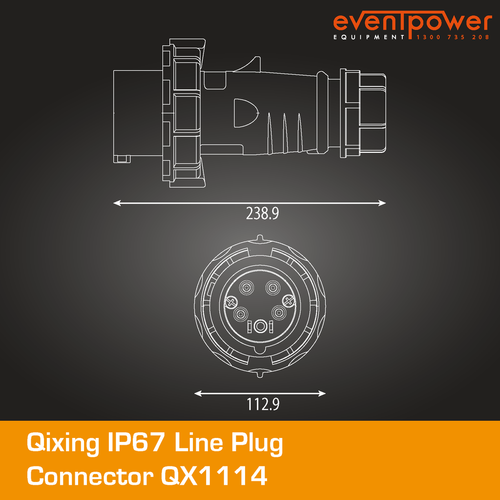 Qixing IP67 Line Plug - 63A 5 PIN QX1114 – EVENTPOWER EQUIPMENT