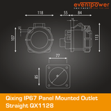 Qixing IP67 Panel Outlet Straight - 63A 5 Pin QX1128