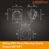 Qixing IP67 Panel Outlet Angled - 32A 5 Pin QX1551