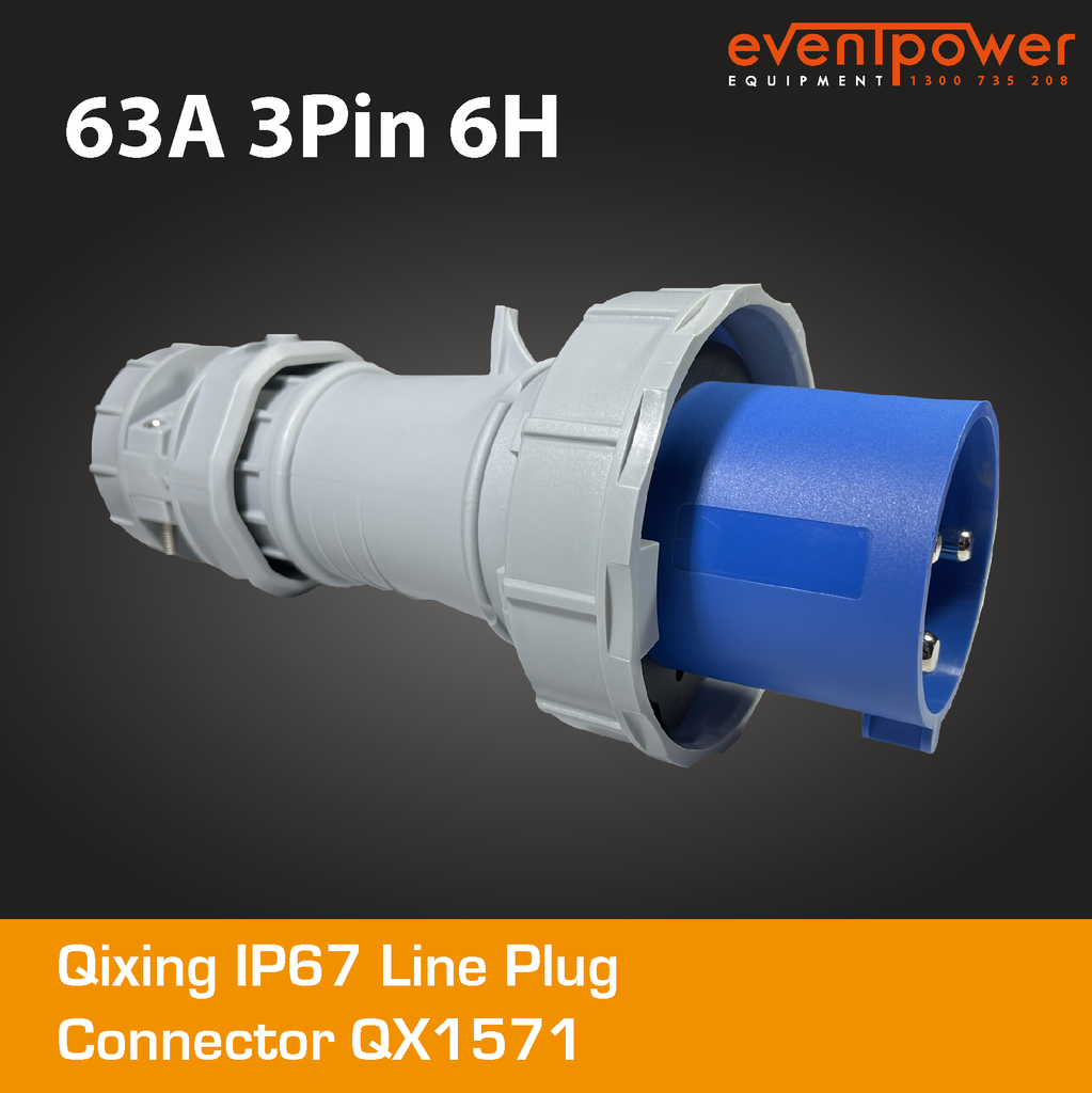 Qixing IP67 Line Plug-63A 3 Pin QX1571 – EVENTPOWER EQUIPMENT