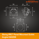 Qixing IP67 Panel Outlet Angled - 63A 5 Pin QX209