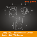 Qixing IP67 Panel Outlet Angled - 32A 4 Pin QX2223 Reefer