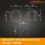 Qixing IP67 Panel Outlet Straight - 16A 5 Pin QX228