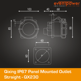 Qixing IP67 Panel outlet straight - 32A 3 Pin 230V QX230