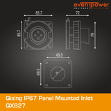 Qixing IP67 Panel Mounted Inlet - 16A 4 Pin QX827