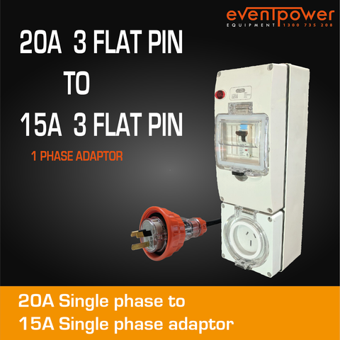 20A Flat pin to 15A Flat pin single phase