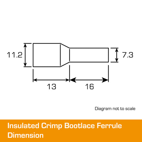 25mm² Bootlace Short Black 16mm Ferrule 50pk