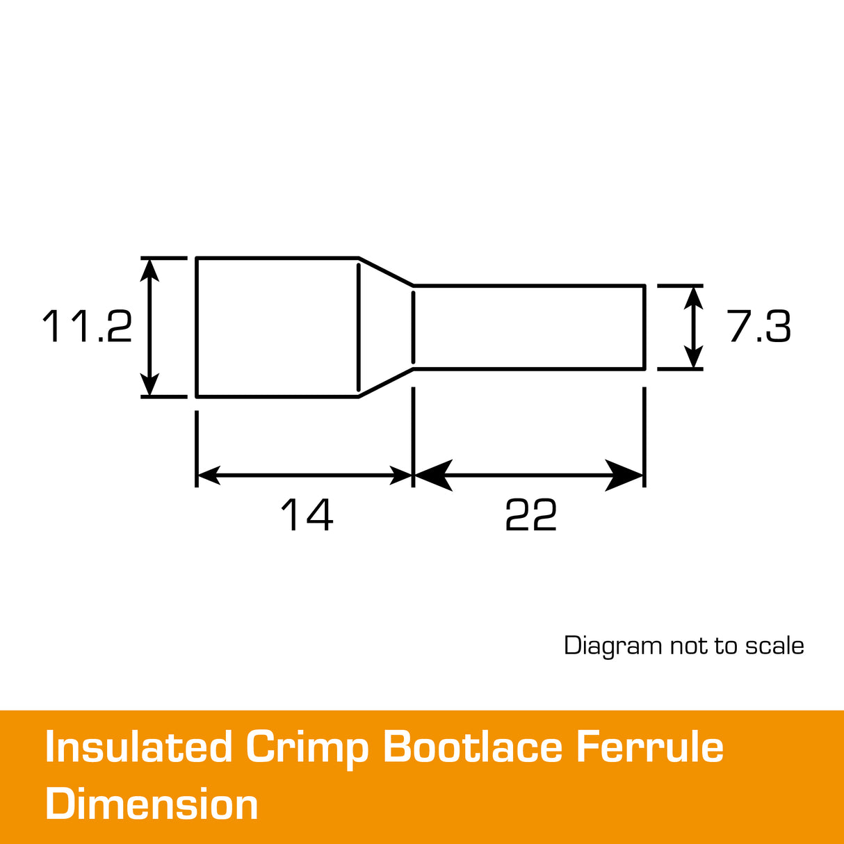 25mm² Bootlace Long Black 22mm Ferrule 50pk