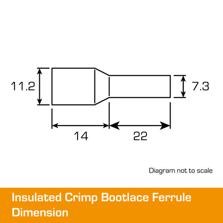 25mm² Bootlace Long Black 22mm Ferrule 50pk