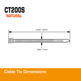 4.5mm Natural Cable Tie 200mm 100pk