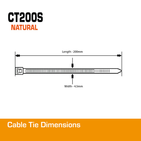 4.5mm Natural Cable Tie 200mm 100pk