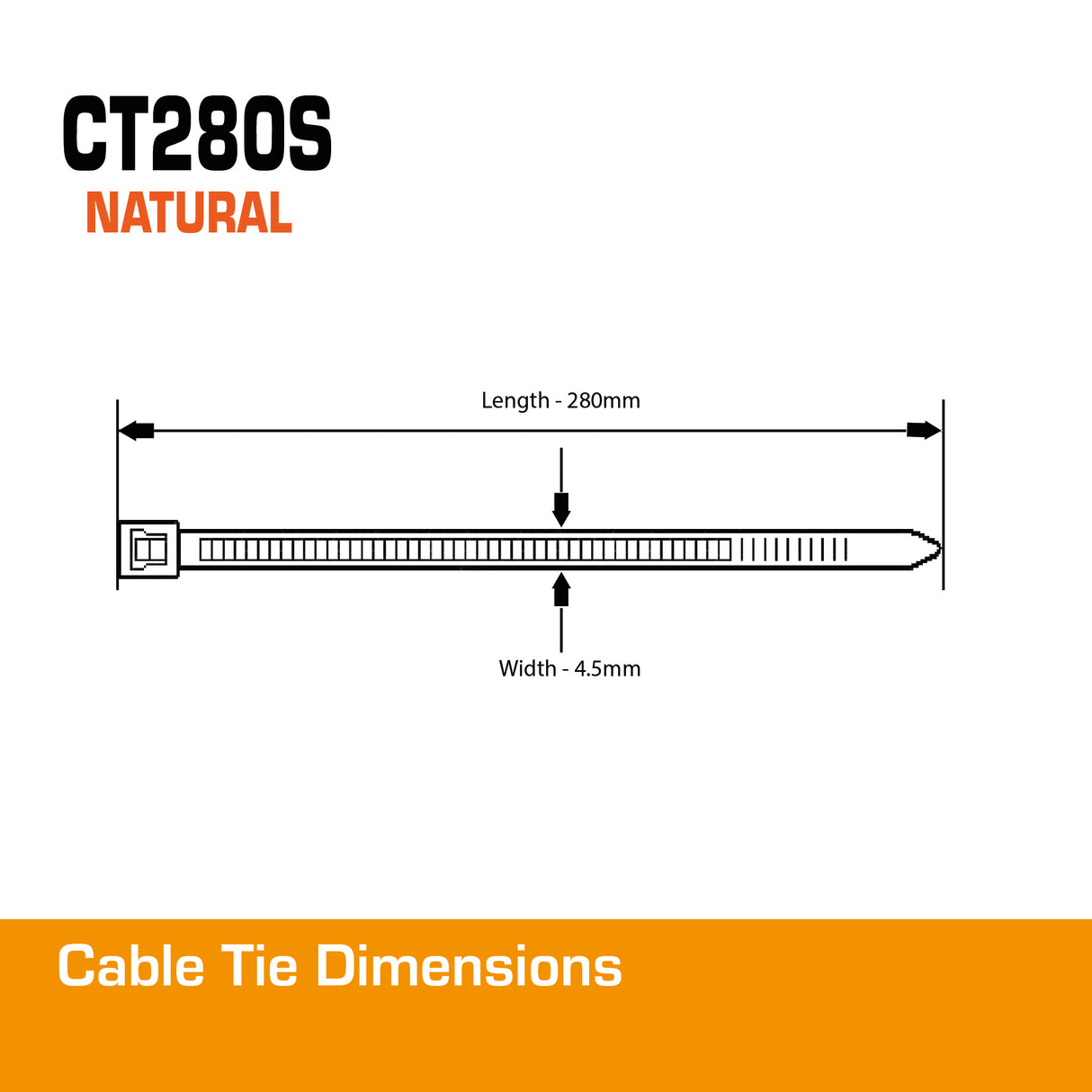 4.5mm Natural Cable Tie 280mm 100pk