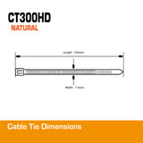 7.5mm Natural Cable Tie 320mm 100pk