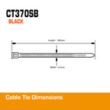 4.5mm Black Cable Tie 360mm 100pk