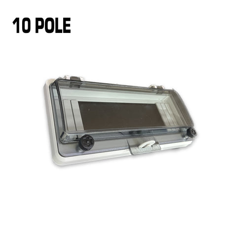 Circuit breaker panel window with lock, 10 pole.