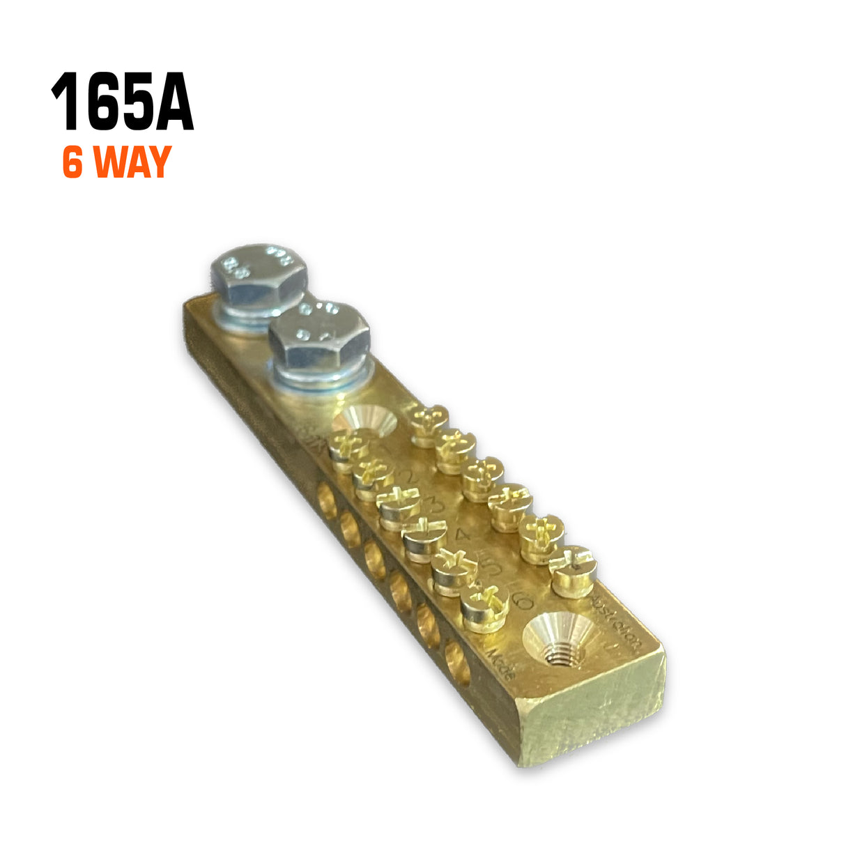 Copper busbar 165 amp 6 way.