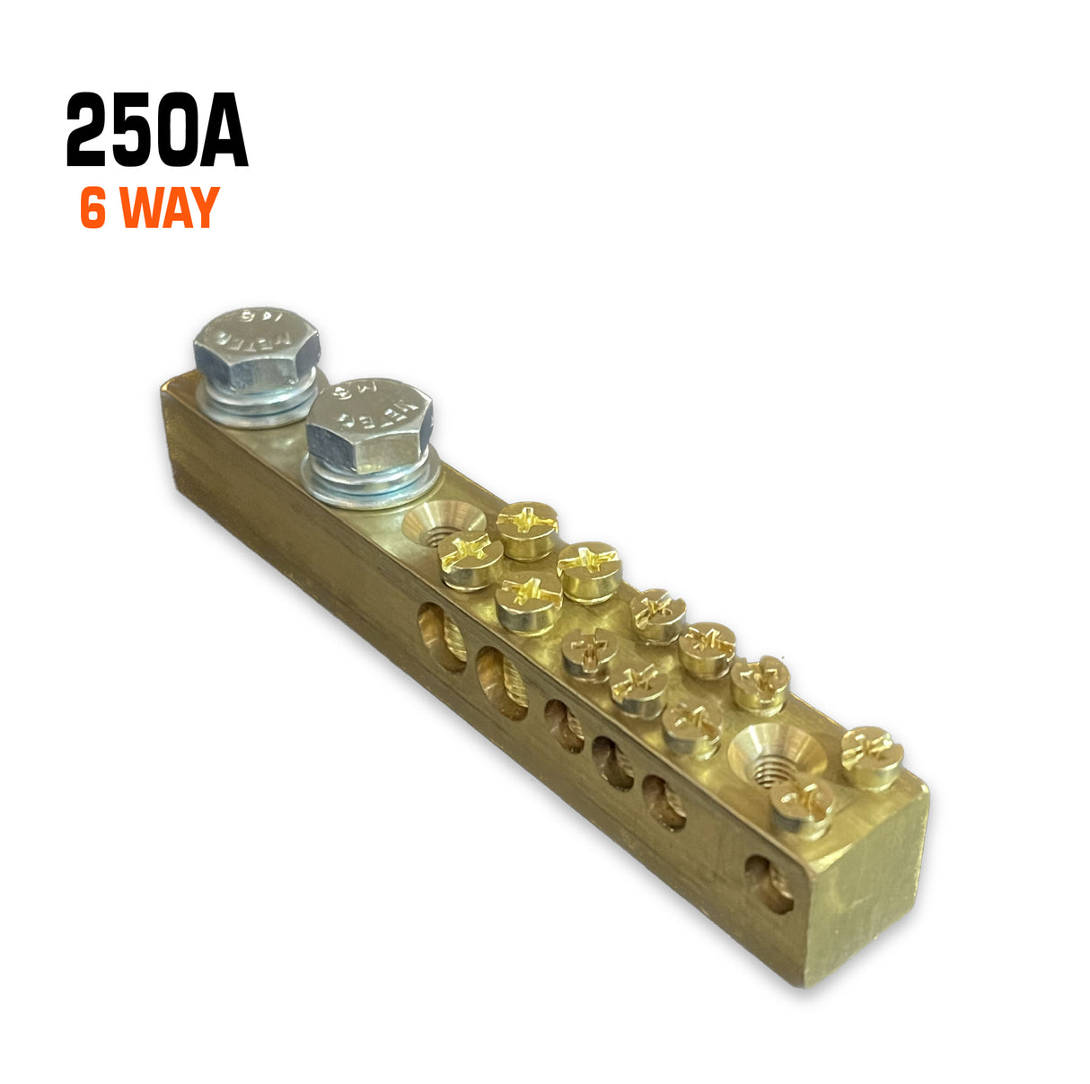 Copper busbar 250 amp 6 way.