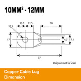 Copper Cable Lug - 10mm² Lug 12mm Hole