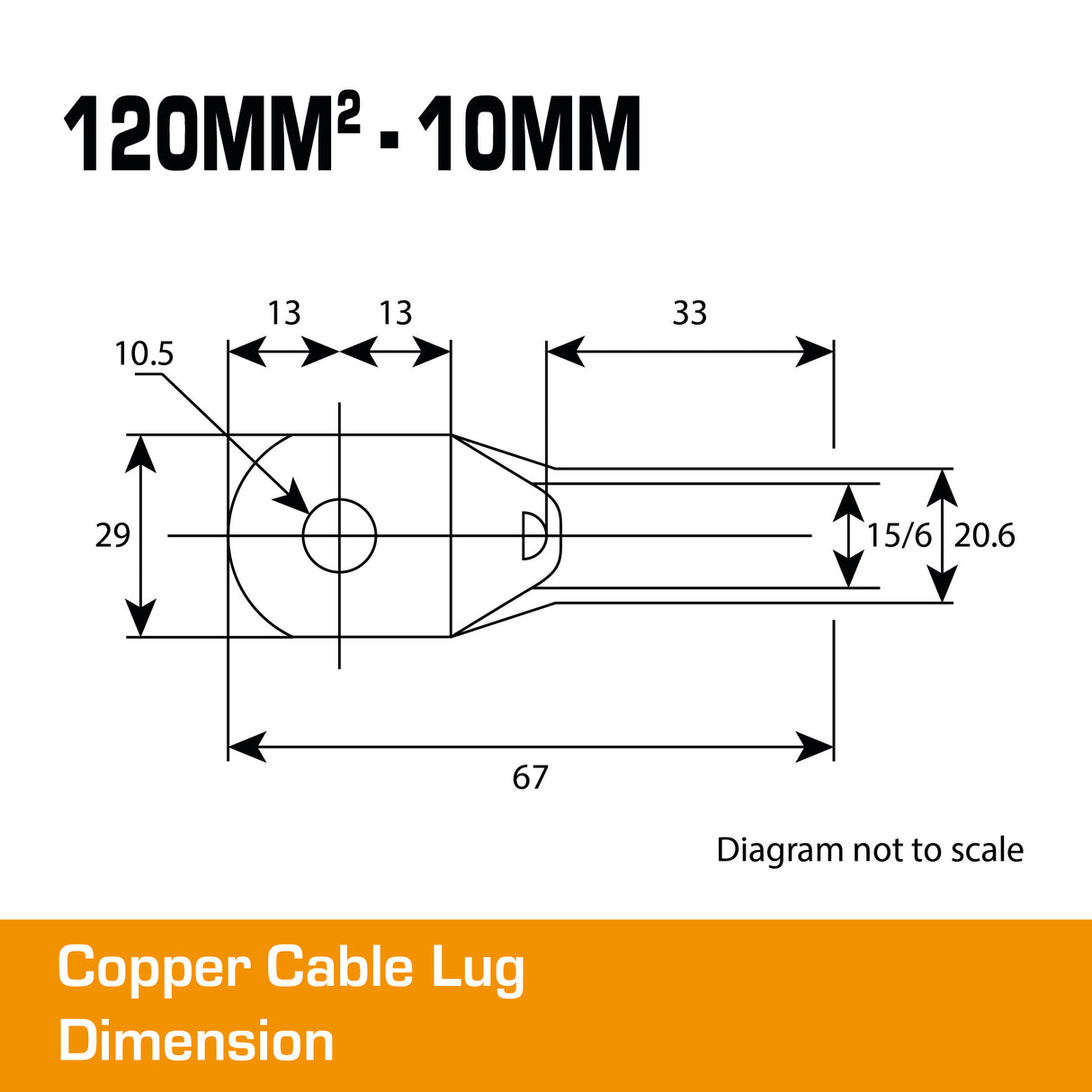 Copper Cable Lug - 120mm² Lug 10mm Hole