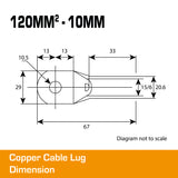 Copper Cable Lug - 120mm² Lug 10mm Hole