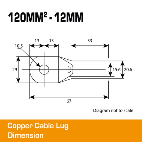 Copper Cable Lug - 120mm² Lug 12mm Hole