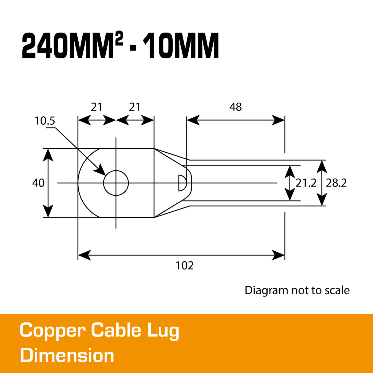 Copper Cable Lug - 240mm² Lug 10mm Hole