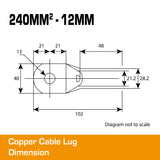 Copper Cable Lug - 240mm² Lug 12mm Hole