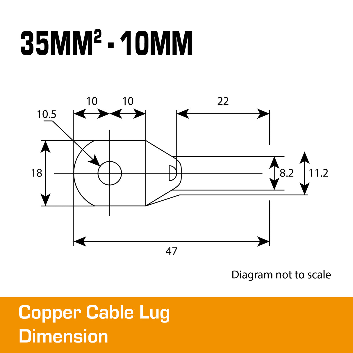 Copper Cable Lug - 35mm² Lug 10mm Hole