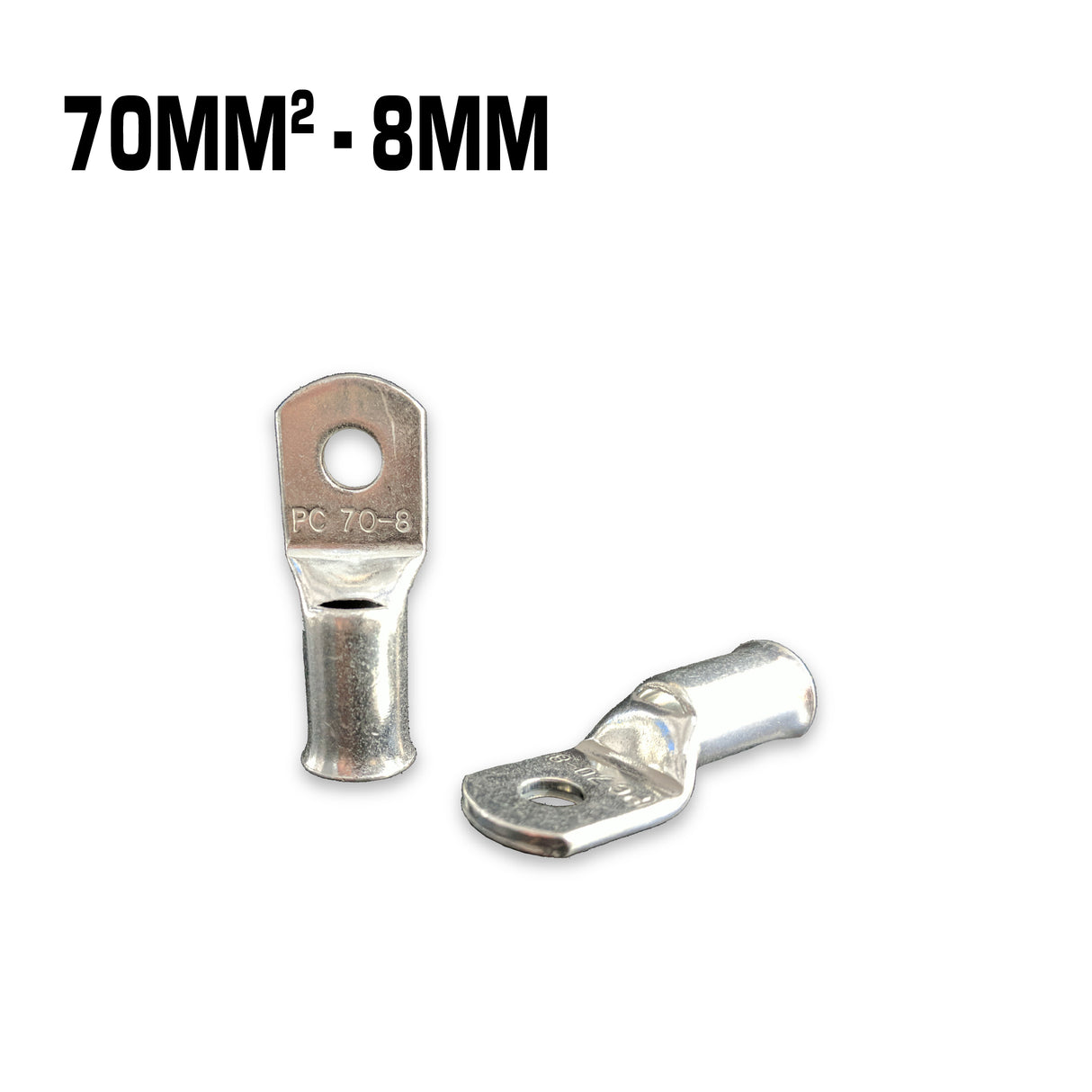 70mm² copper cable lug with a 8mm hole.