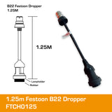 b22 extension lead festoon dropper 1.25m dimensions.