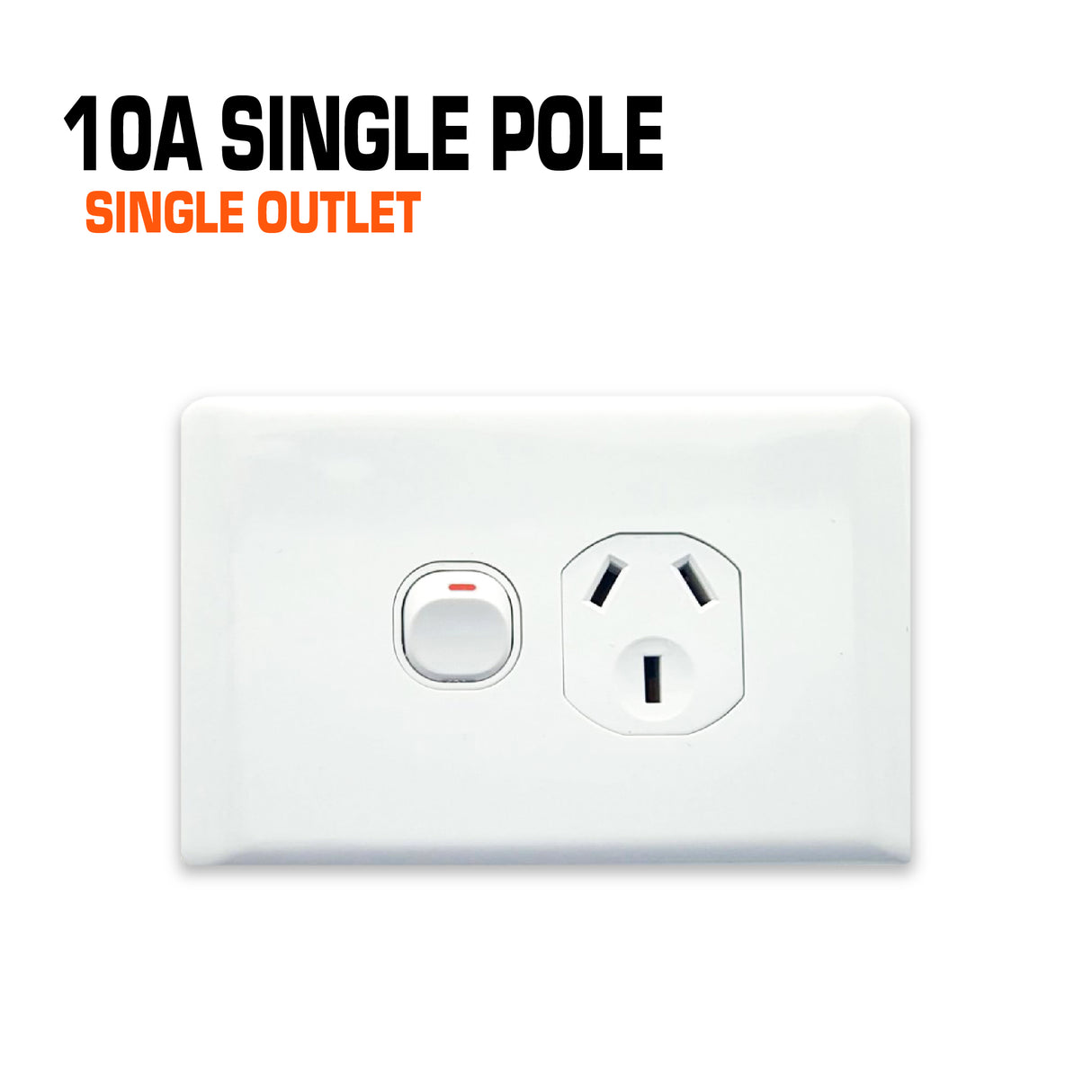 10 amp white powerpoint singlet outlet single pole.