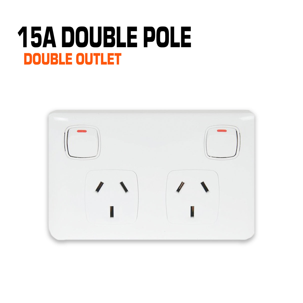 15 amp white powerpoint double outlet double pole.