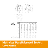 MENNEKES 16A Panel Mounted Socket 3 PIN IP44