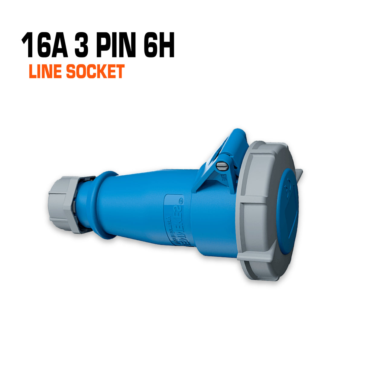 Mennekes 16 amp 3 pin 6h blue line socket.