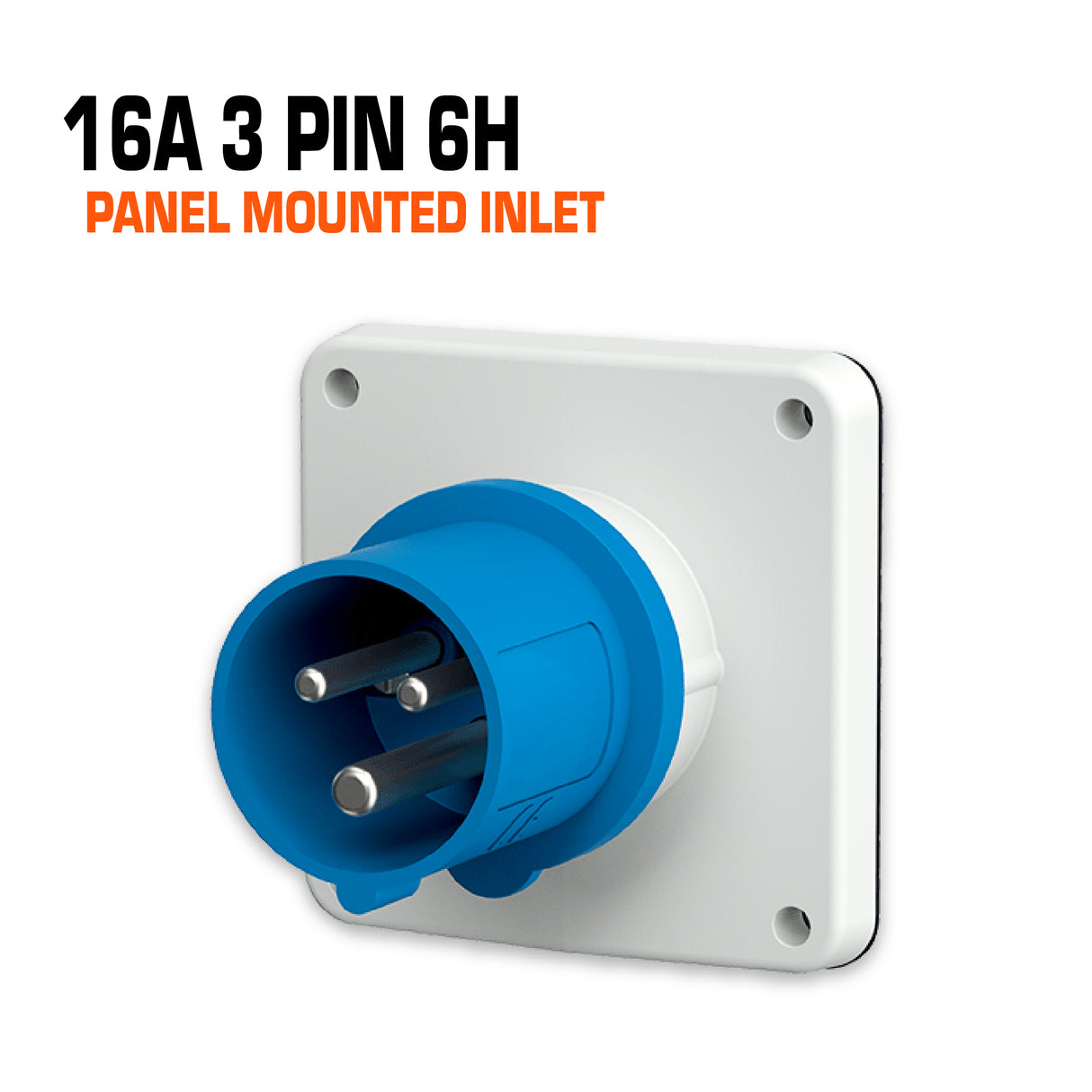 Mennekes 16 amp 3 pin blue panel mounted inlet.