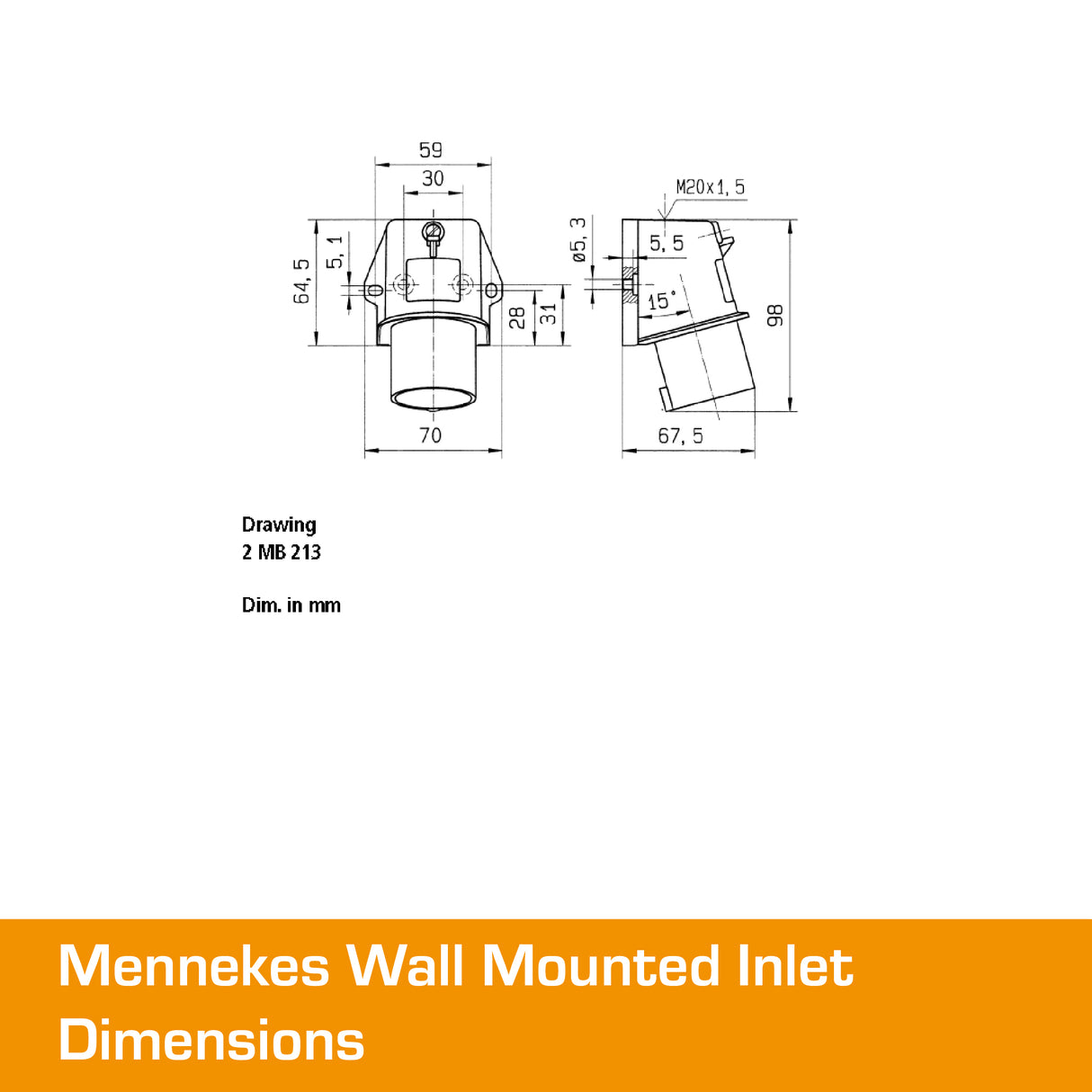 MENNEKES 16A Wall Mounted Inlet 3 PIN IP44