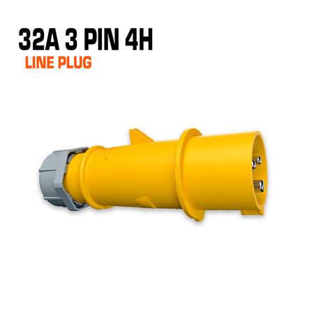 Mennekes 32 amp 3 pin yellow line plug.