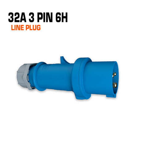 Mennekes 32 amp 3 pin blue line plug.