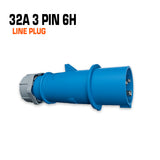 Mennekes 32 amp 3 pin blue line plug.