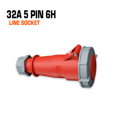 Mennekes 32 amp 5 pin 6h red line socket.