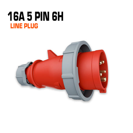 Mennekes 16 amp 5 pin 6h red line plug.