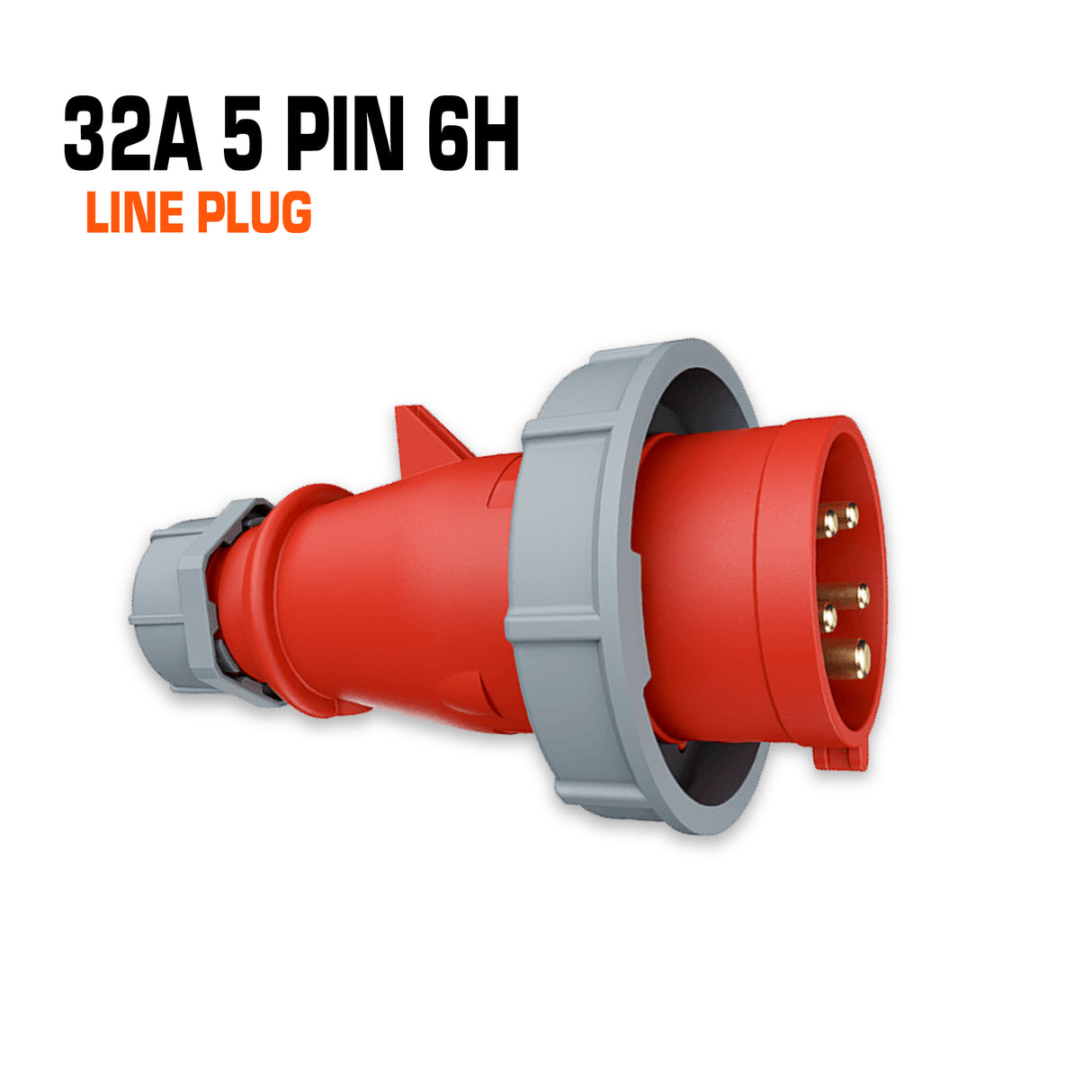 Mennekes 32 amp 5 pin 6h red line plug.