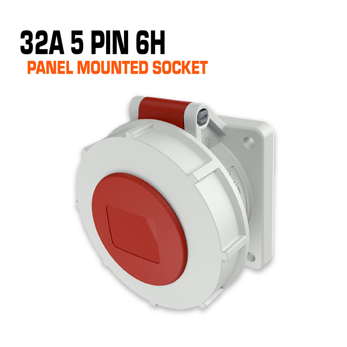 Mennekes 32 amp 5 pin 6h red panel mounted socket.