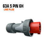 Mennekes powertop xtra 63 amp 5 pin 6h red line plug.