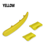 Yellow clips for the handle and locks of the multi-compartment toolbox.