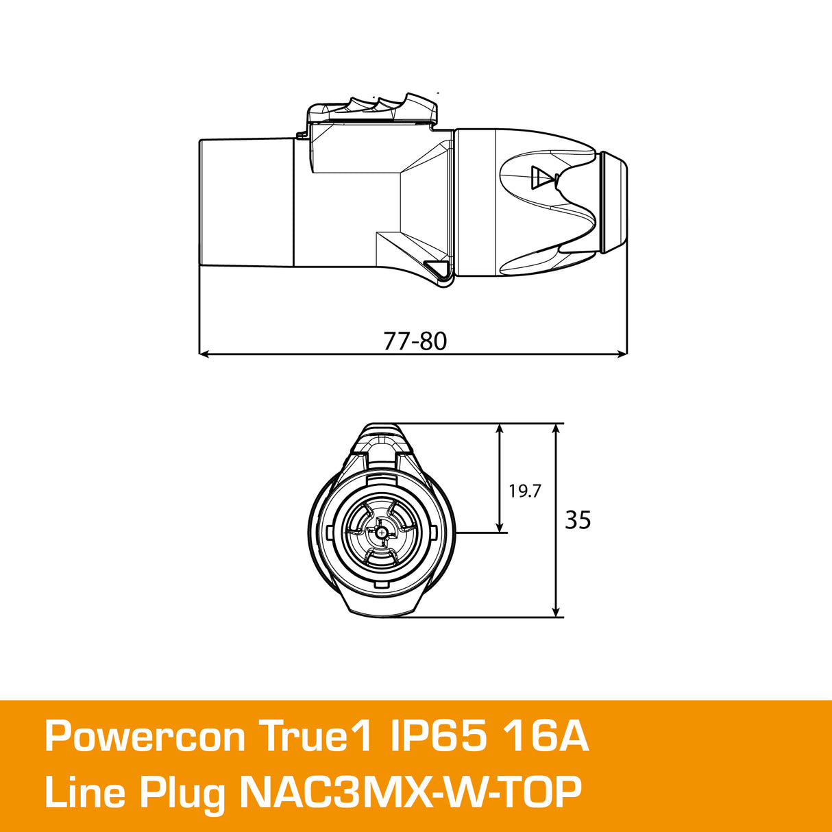 Powercon True1 IP65 16A Line Plug