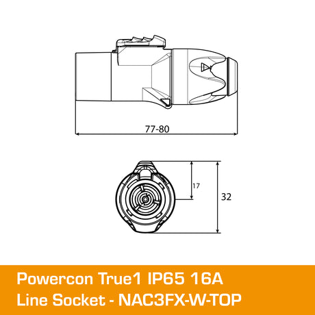 Powercon True1 IP65 16A Line socket